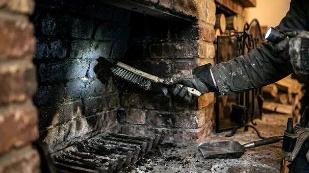 Cleaning a fireplace in a Woodbury home