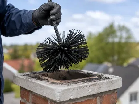 Brush cleaning a flue in Maplewood, MN
