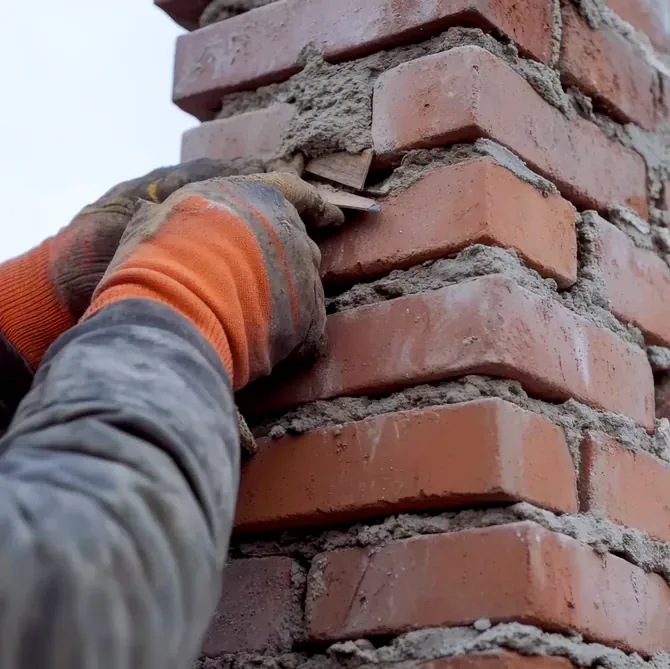 Tuckpointing a brick chimney in Cottage Grove